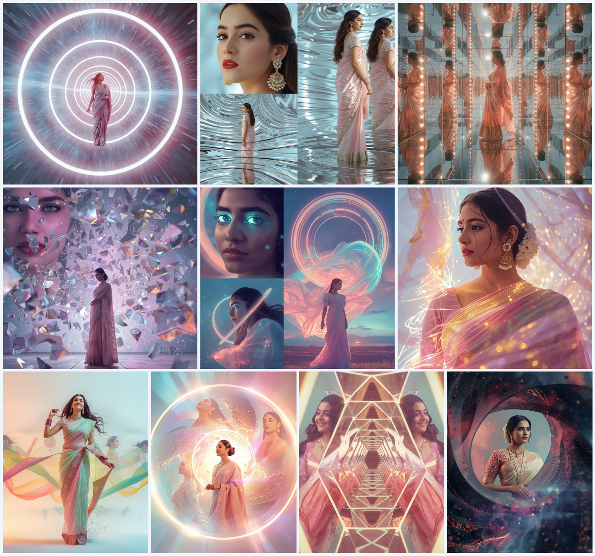 10+ Ombre Rainbow Tie-Dye Crepe Fancy Saree AI Prompts for Vibrant Artistry via Gemini and ChatGPT - Main Thumbnail