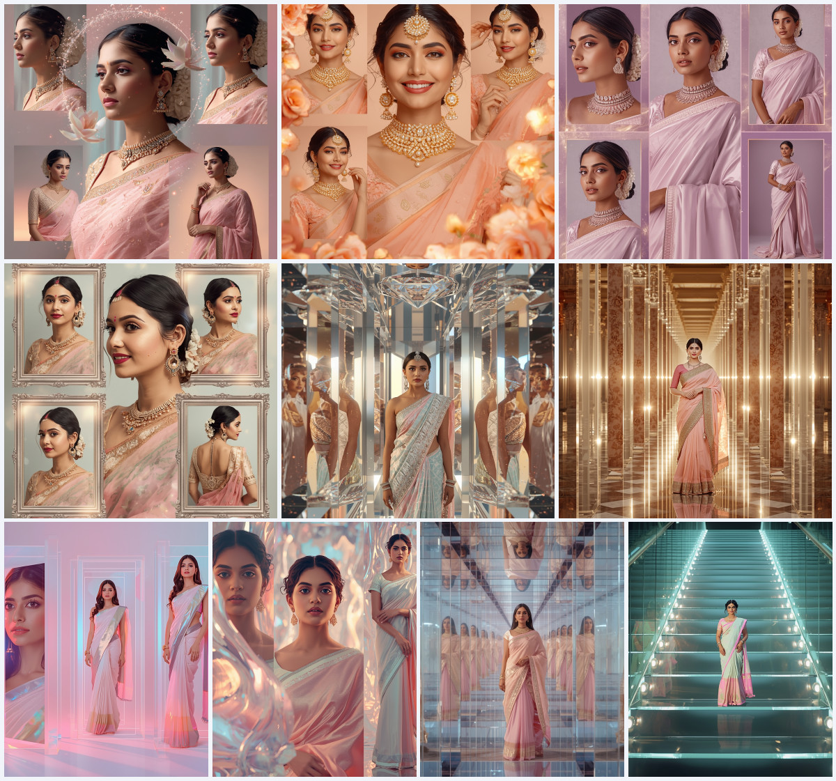 Generating 10+ Sequined Tulle Train Fusion Saree Prompts for Runway Glamour - Main Thumbnail