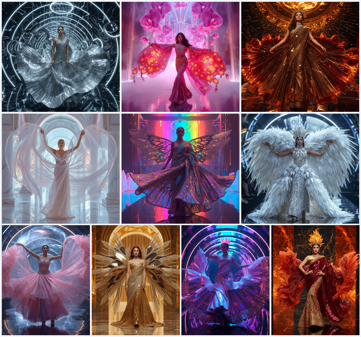 Outstanding New Prompt creating gorgeous pearl encrusted tiered ruffled chiffon waterfall sarees using Gemini AI - Main Thumbnail