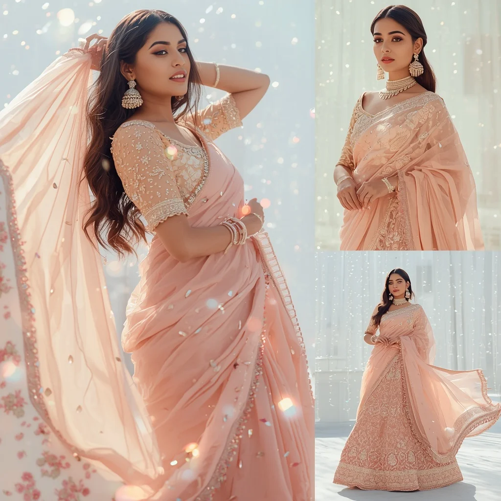 Advanced Heavy Festive Saree Look Spun Glass Threads | Instagram Influencer Ai Prompt