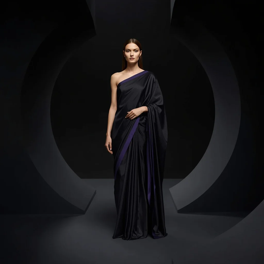 Anti-Matter Silk Rift Saree with Shadow Collapse Chamber | Ai Art Prompt