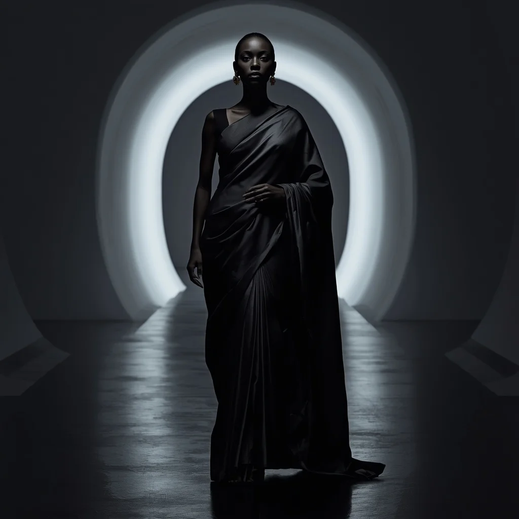Anti-Reflection Shadow Alloy Saree with Light Absorption Void Hall | Prompt Seen Girl Photo Editing Chatgpt Aesthetic