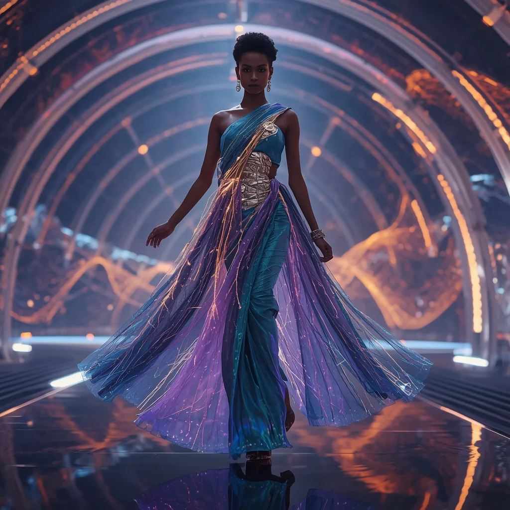 Aurora Neural Silk Saree with Living Energy Dome | Prompt For Gemini AI Girl