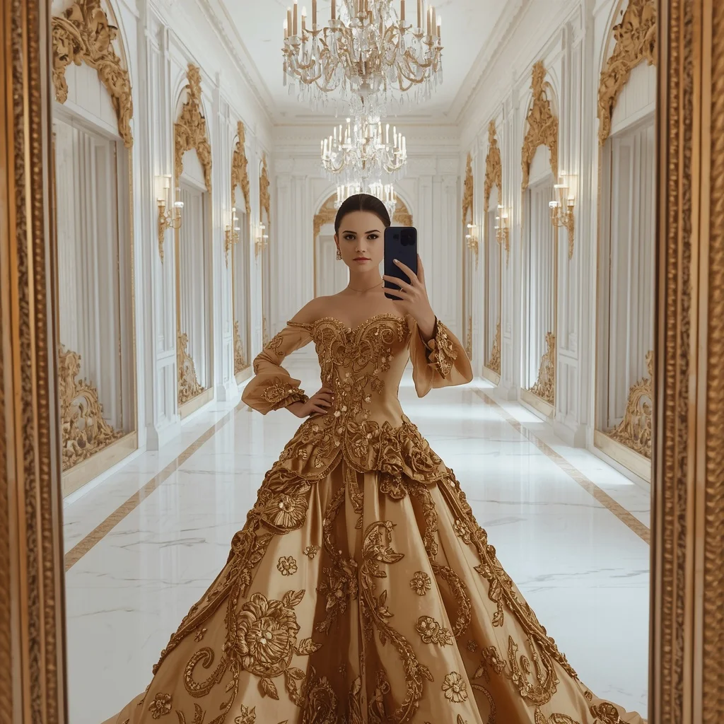 Baroque Gold Mirror Masterpiece | Pre Wedding Ai Prompt