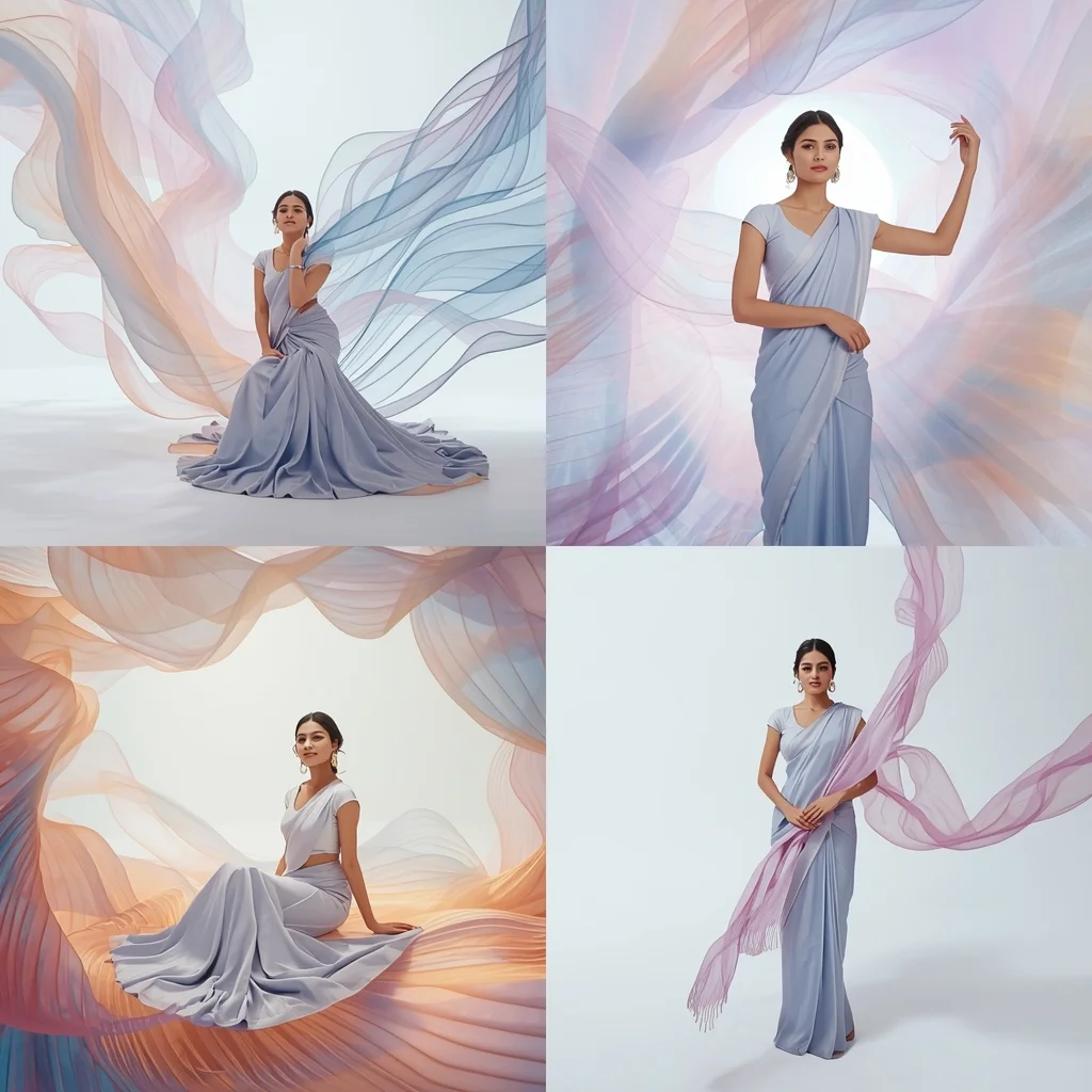 Bright Cosmic Silk Nebula Vortex Polaroid Soft Aesthetics | Saree Dp Ai Prompt