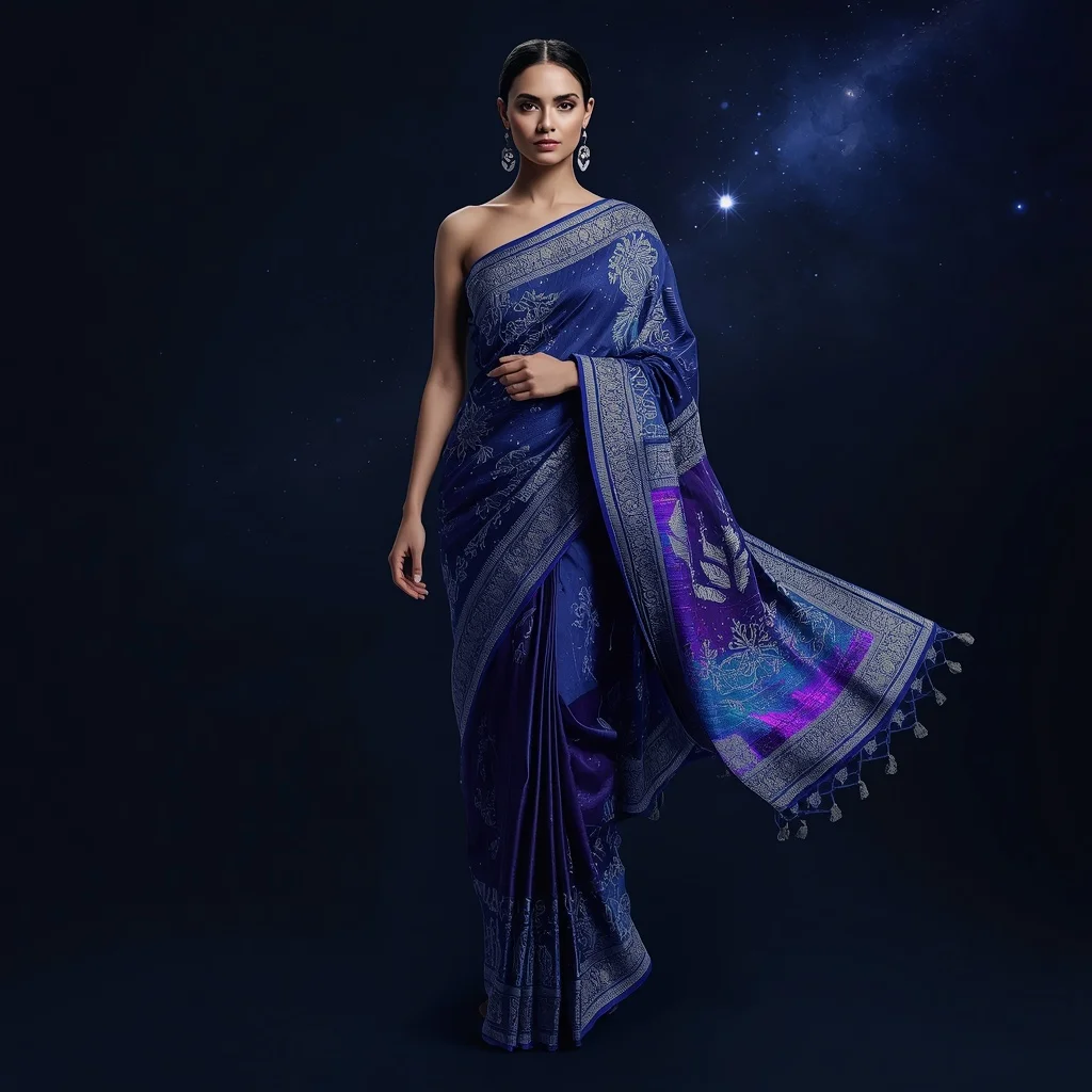 Cosmic Neural Fabric Saree with Infinite Data Galaxy | Ai Prompt For Instagram