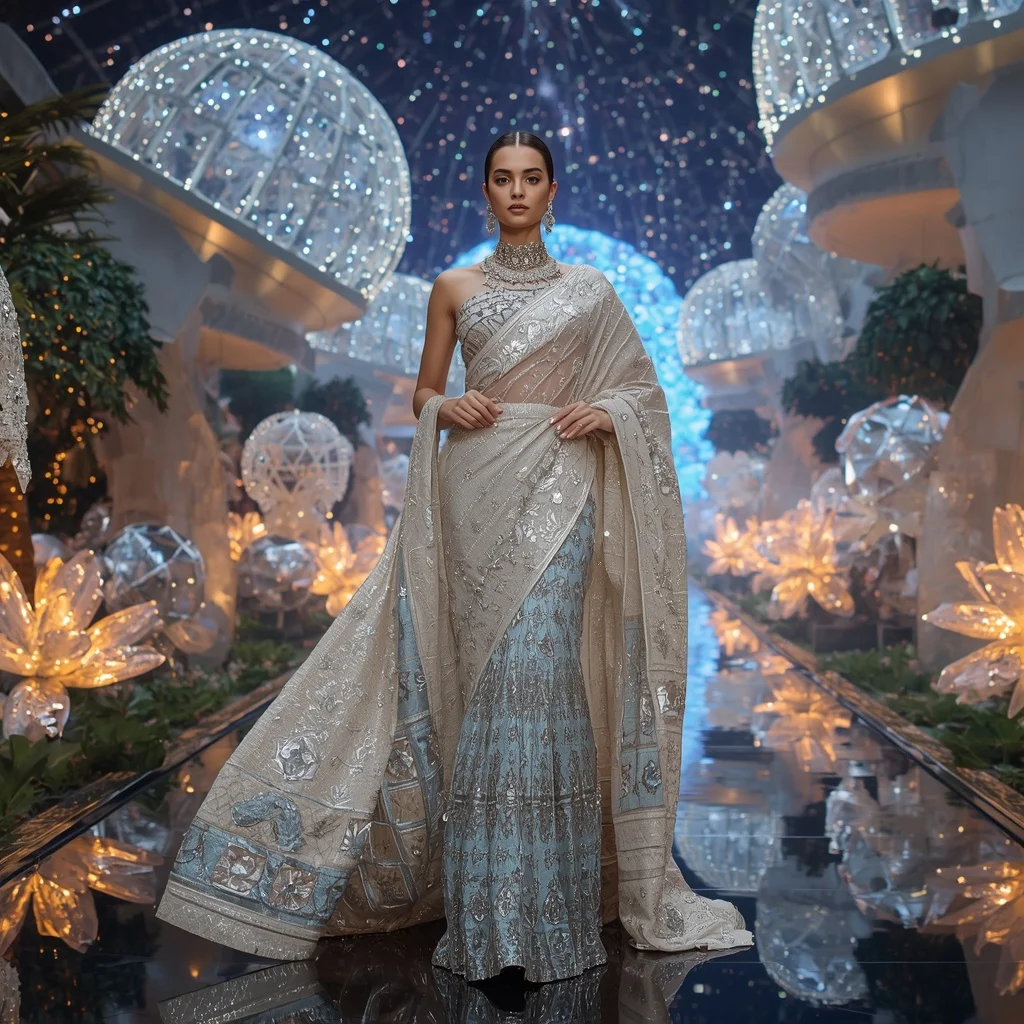 Crystal Dome Garden Saree with Festival Architecture Hypercity | Editing Prompt Girl Aesthetic