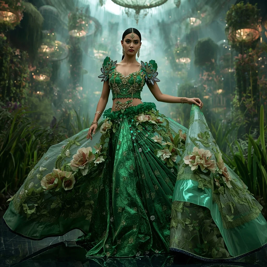 Crystal Fashion Observatory Saree with Giant Rotating Ring Gardens | New Instagram Trend Prompt For Girl Love Copy And Paste