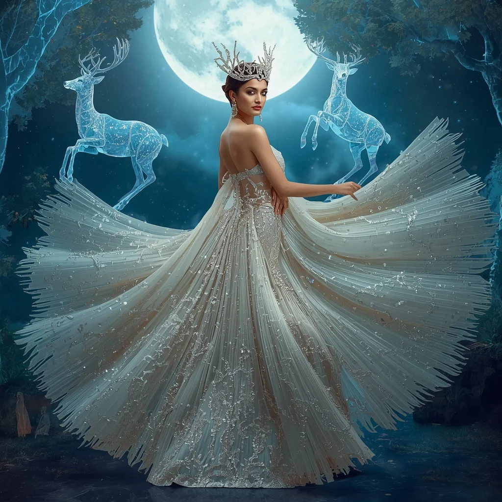Crystal Lunar Deer Saree with Moon Forest Royal Kingdom | Prompt Trending Girl 2026