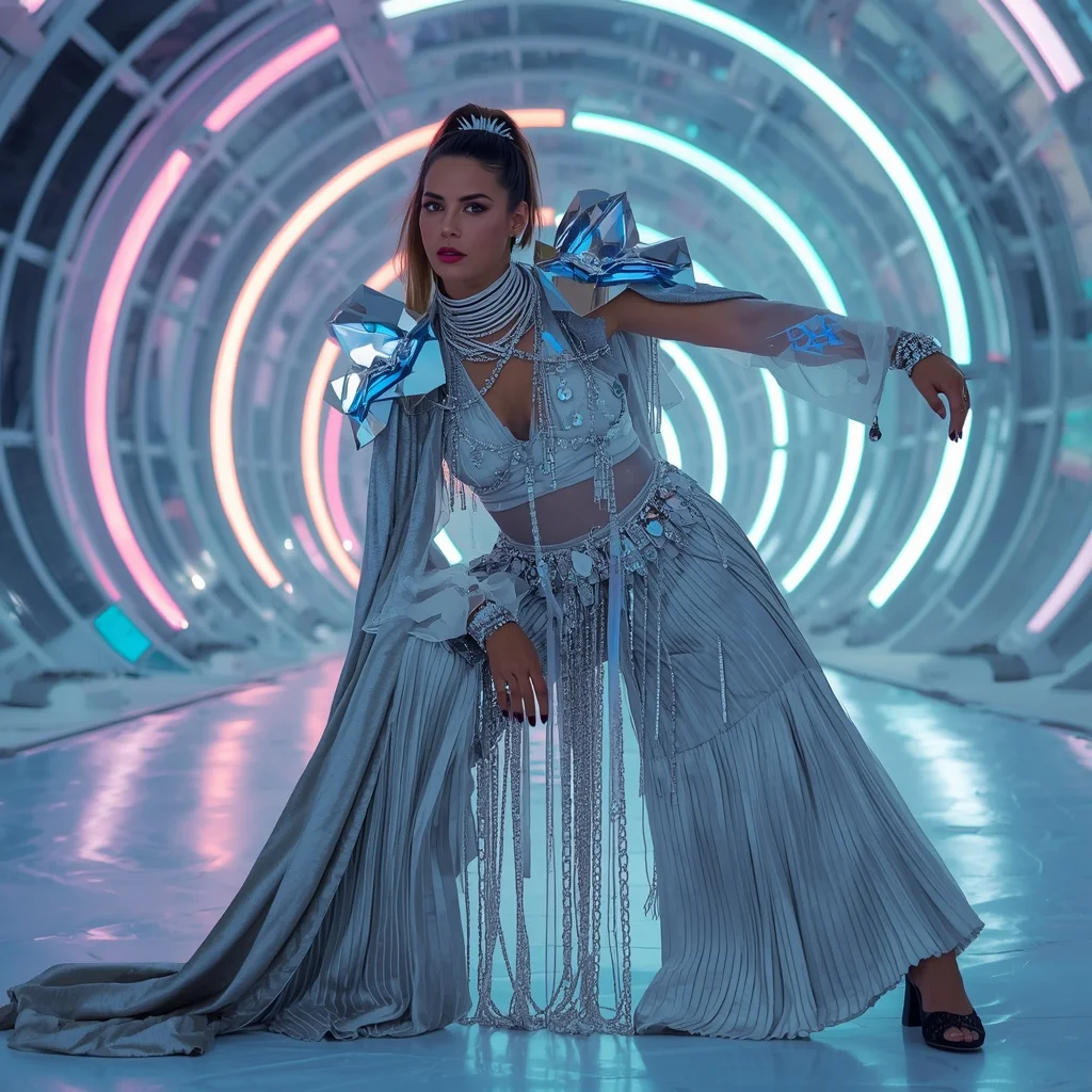 Crystal Meteor Queen Saree with Infinity Spiral Crystal Observatory | Ai Gemini Photo Prompt