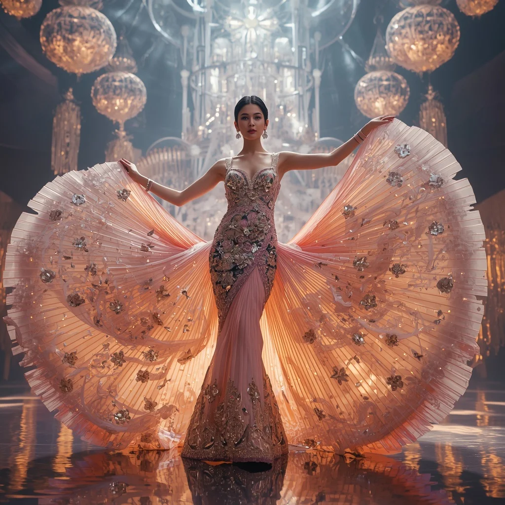 Crystal Opera House Saree with Floating Symphony Architecture Realm | Instagram Prompt For Traditional Look For Girl