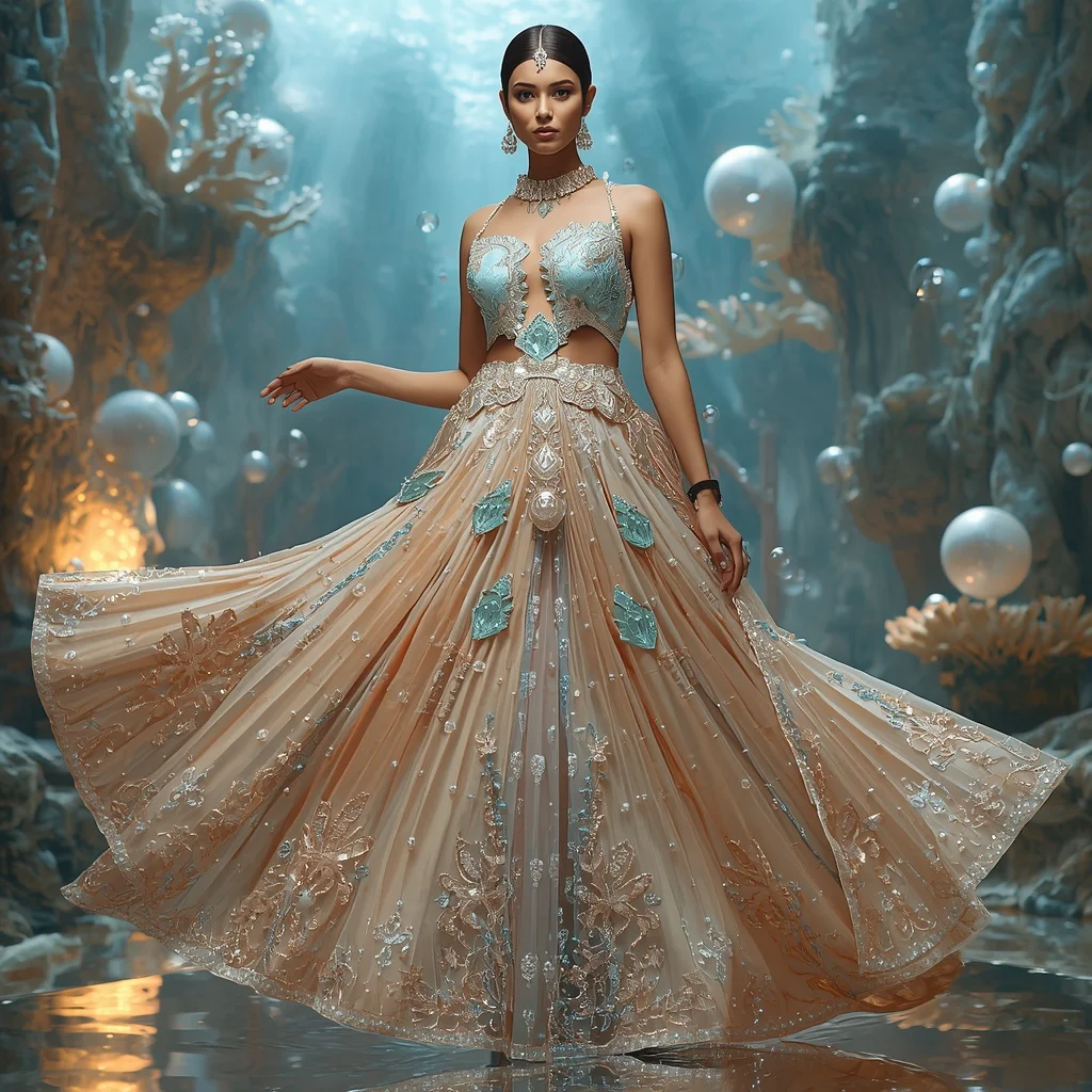 Crystal Pearl Reef Saree with Luxury Ocean Pavilion Kingdom | Instagram Profile Pic Ai Prompt