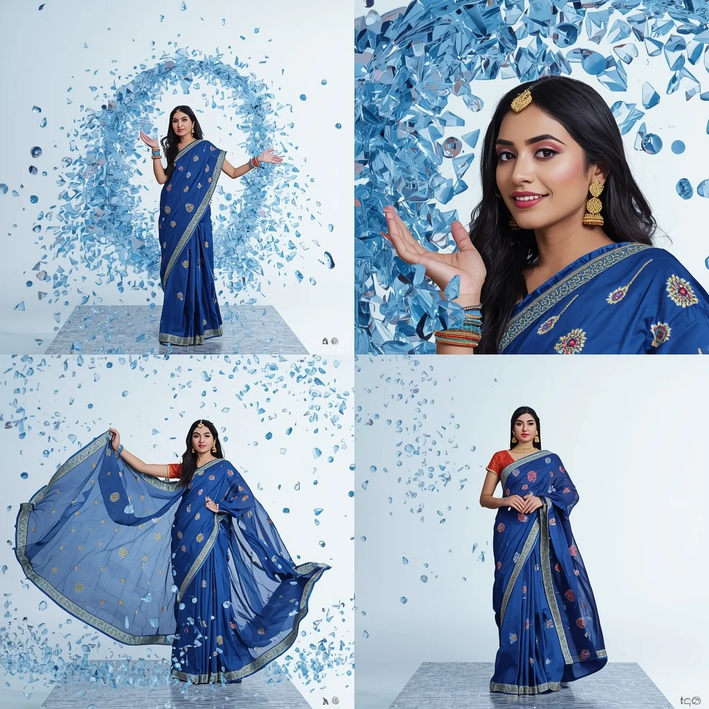 Crystal Rain Grid Breakdown Grid Supreme Bright Aesthetics | Traditional Saree Prompt Pdf