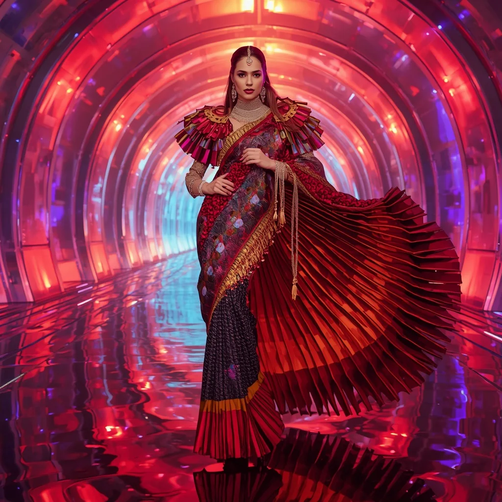 Diamond Inferno Mirage Saree with Fl | Saree Instagram Ai Prompt