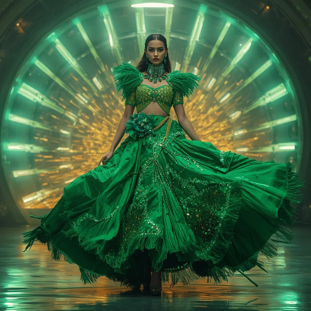 Emerald Supernova Rift Apex Armor Saree with Neon Collapse Energy Cathedral Sphere Reactor Dome | Prompt Ai