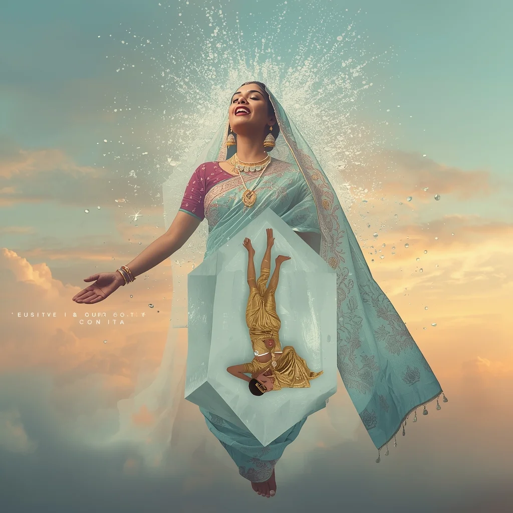 Fancy Festival Saree Acoustic Levitation Opal Thread | Retro Style Prompt For Gemini Girl In Saree Instagram
