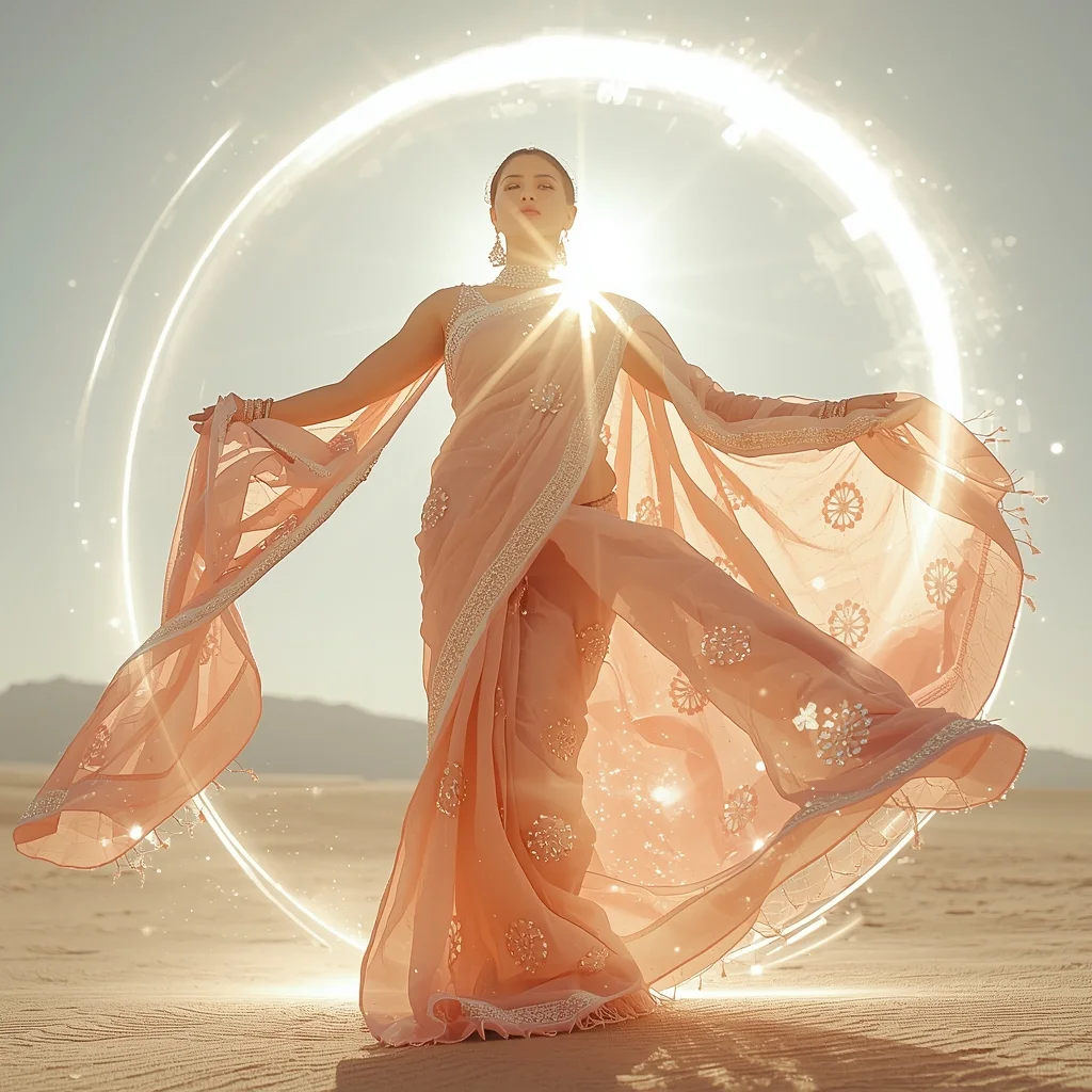 Fancy Festival Saree Gravitational Lensing Silk Warp | Saree Instagram Ai Prompt