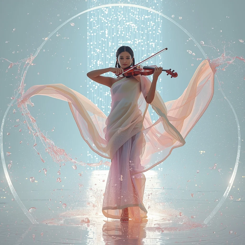 Festive Fancy Saree Acoustic-Wave Liquid Glass | Saree Profile Pic Ai Prompt