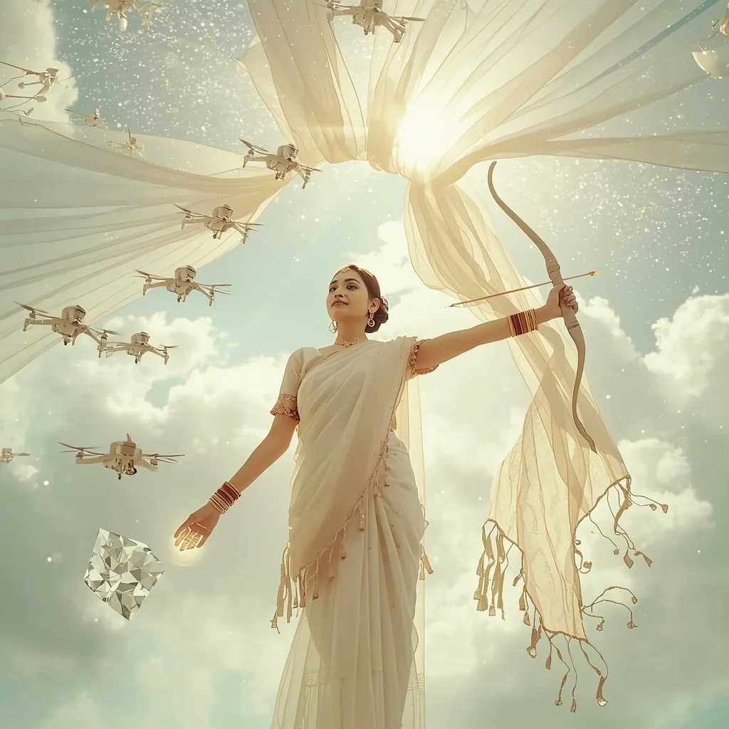Festive Fancy Saree Micro Drone Holographic Train | Saree Prompt For Women Pdf