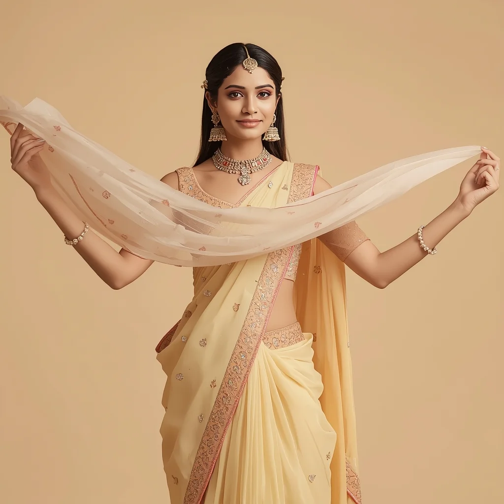 Festive Pastel Girl Dupatta Front Toss Soft Motion Pose | Festive Saree  Ai Prompt