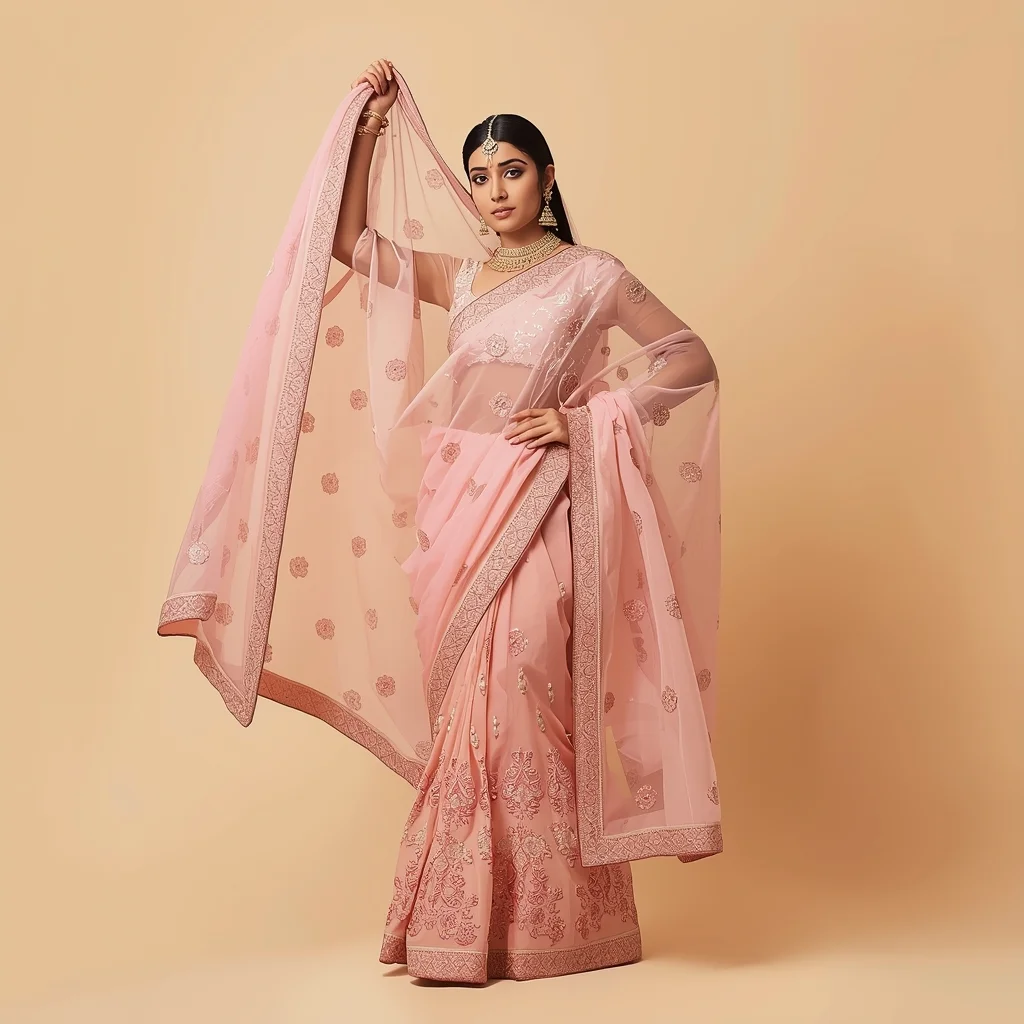 Festive Pastel Girl Dupatta Side Arc Frame Pose | Instagram Viral Photo Ai Prompt