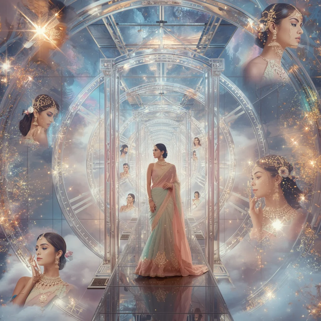 Festive Pastel Saree Celestial Crystal Infinity Clock Palace Luxury | Prompt Seen Trending Girl 2026 Butterfly
