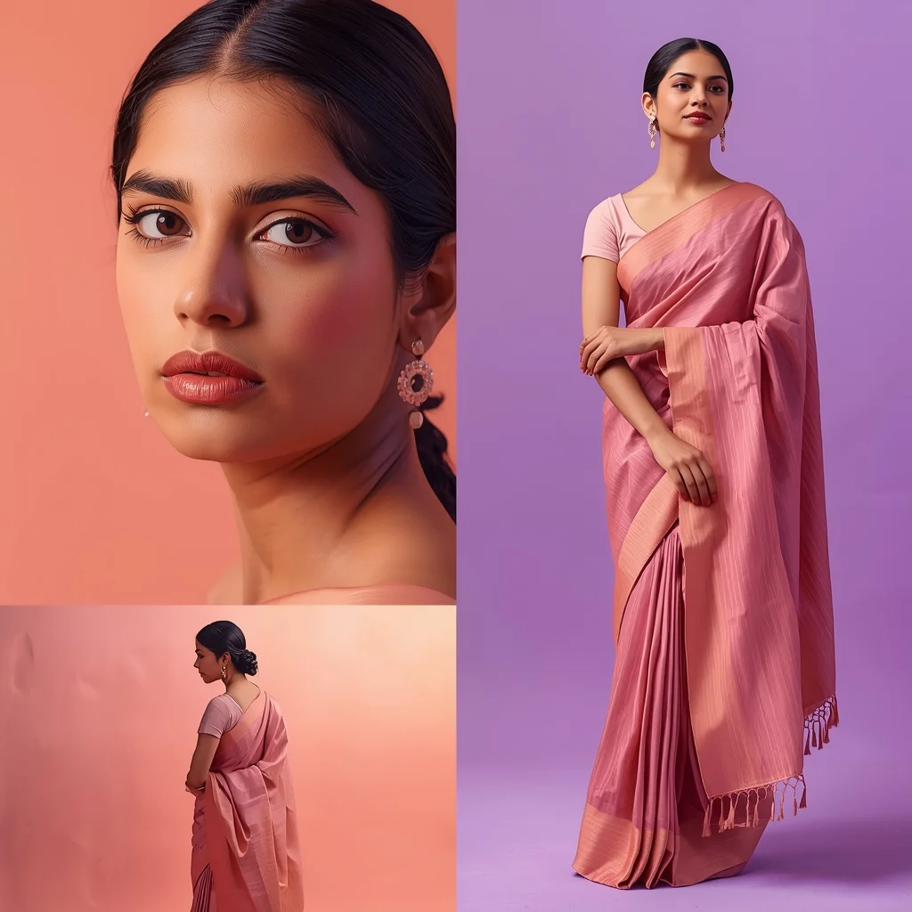 Festive Pastel Saree Color Gradient Environment Collage | Tonal Harmony Luxury Prompt | Gemini Ai Prompt Saree Copy Paste