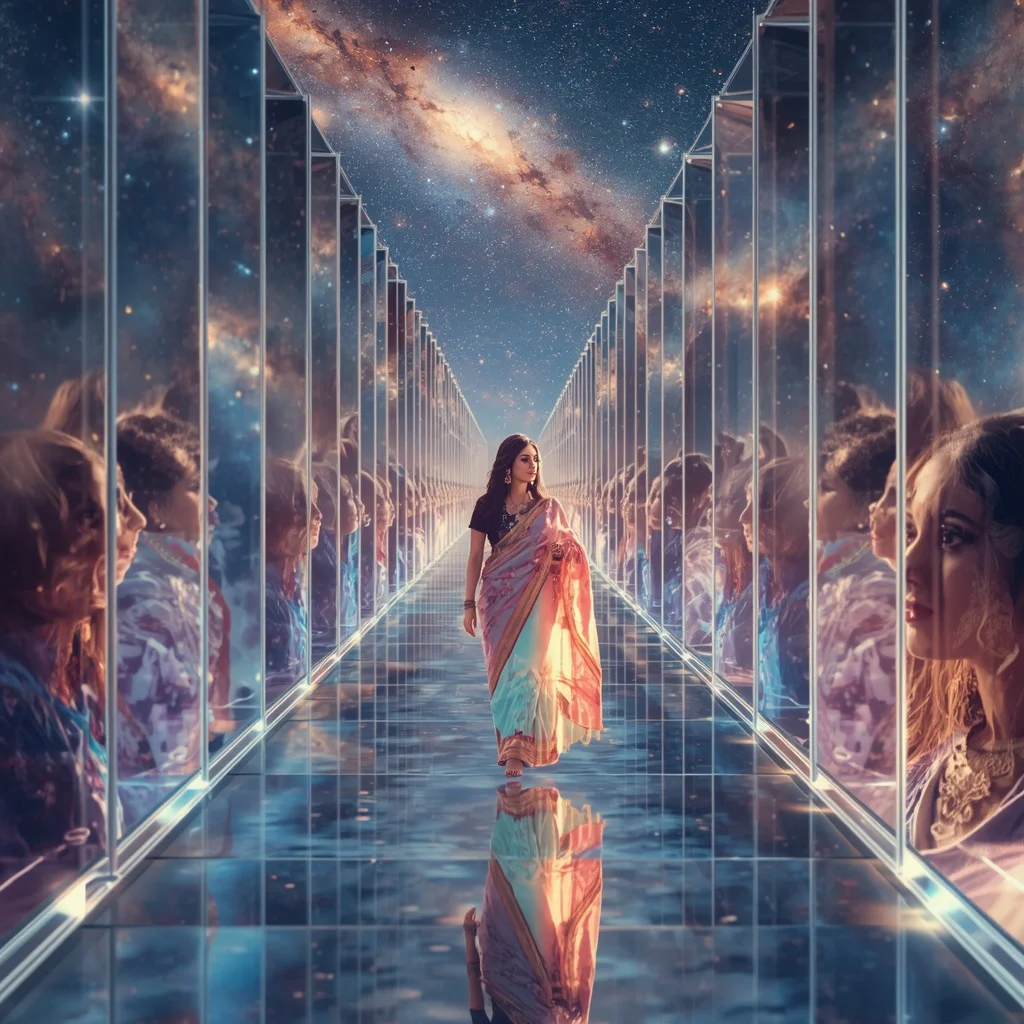 Festive Pastel Saree Crystal Galaxy Infinity Causeway Luxury Collage | Instagram Girl Gemini Prompt