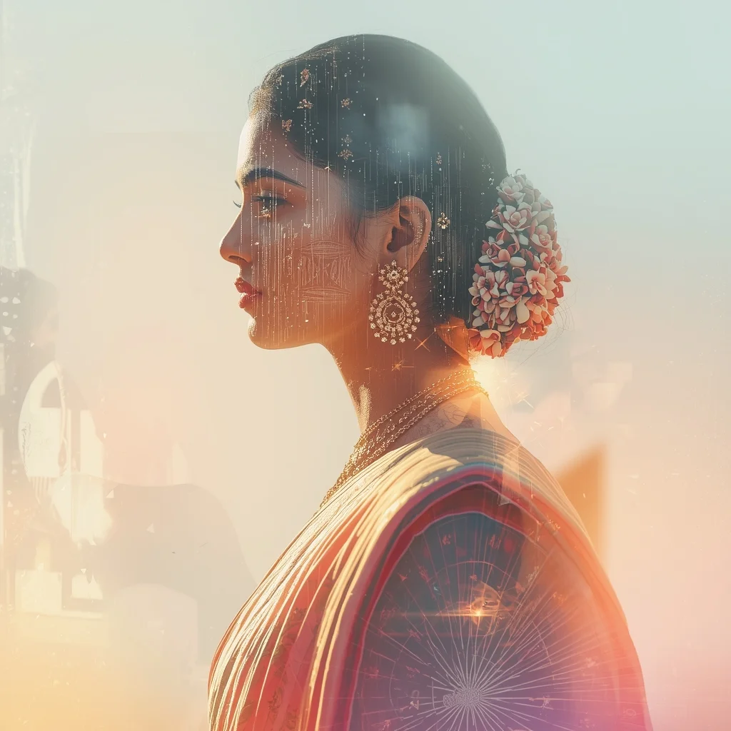 Festive Pastel Saree Double Exposure Loop Dissolve Collage | Artistic Dream Prompt | Prompt Seen Girl Dress