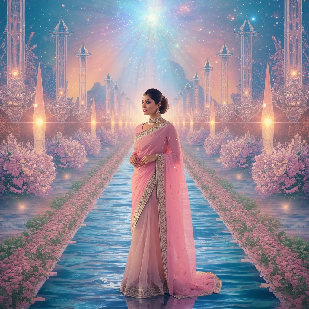 Festive Pastel Saree Eternal Aurora Diamond Celestial Dynasty Collage Cinematic Luxury | Instagram Post Ai Prompt