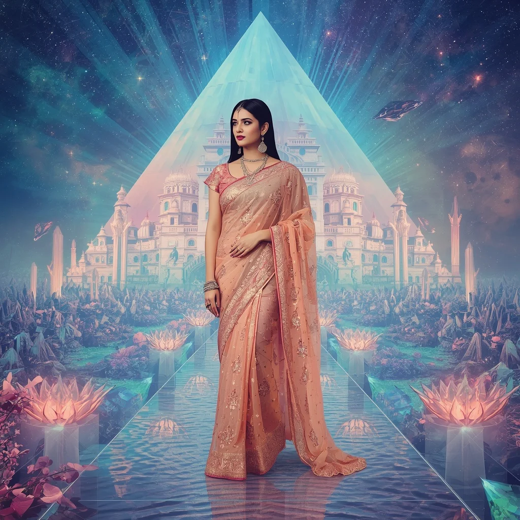 Festive Pastel Saree Eternal Aurora Diamond Cosmic Dynasty Collage Cinematic Luxury | Instagram Viral Photo Ai Prompt