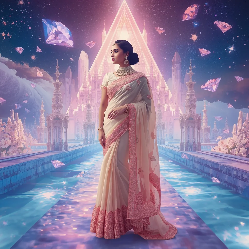 Festive Pastel Saree Eternal Diamond Aurora Sovereign Kingdom Collage Cinematic Luxury | Prompt Gemini