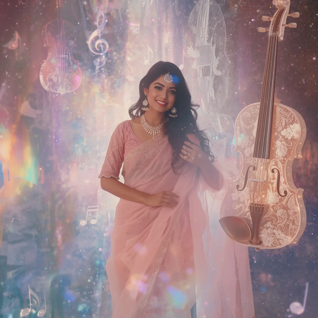 Festive Pastel Saree Floating Crystal Symphony Universe Collage Cinematic | ChatGPT Photo Editing Prompts Trending Instagram For Girl