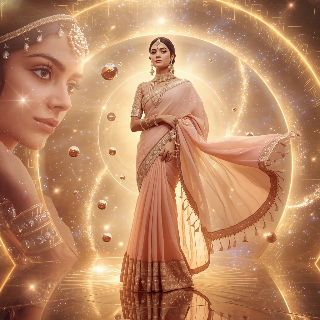 Festive Pastel Saree Golden Aurora Nebula Vortex Collage | Eternal Supreme Prompt | Cinematic Saree Ai Prompt