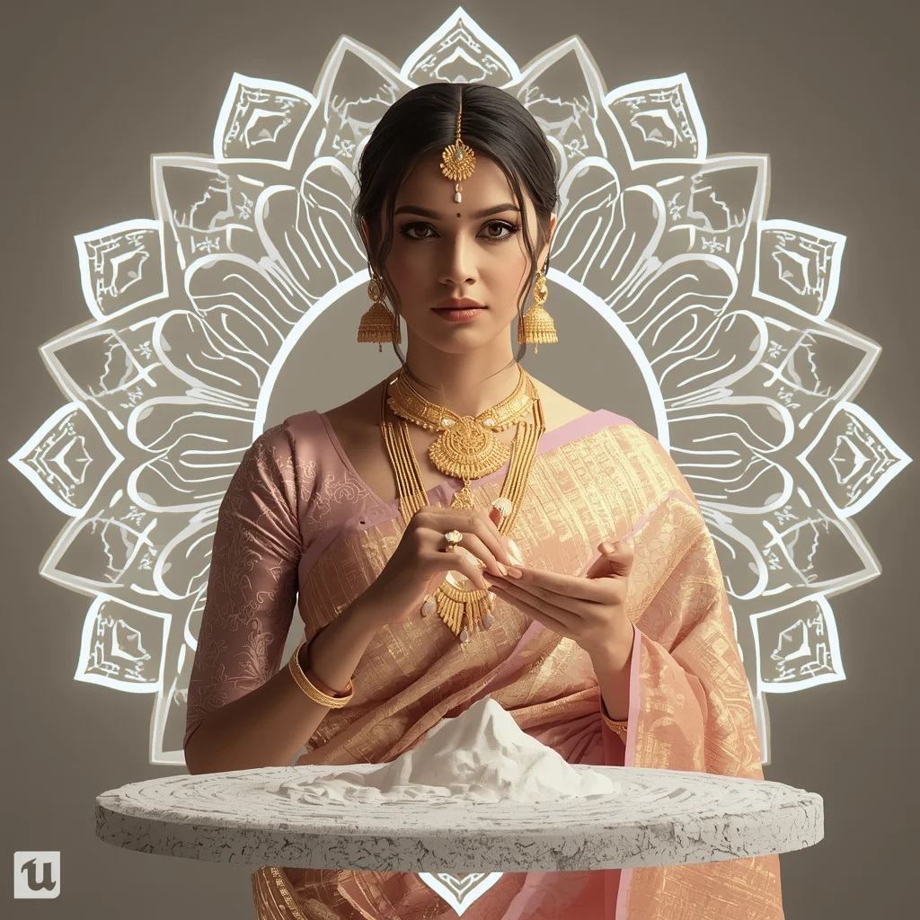 Festive Pastel Saree Hyper-Cymatic Sand Mandala Collage | Soundwave Magic Premium Prompt | Cinematic Saree Ai Prompt