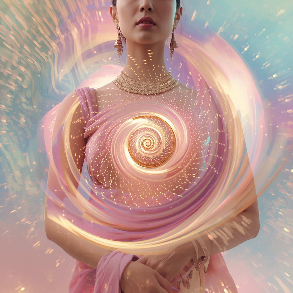 Festive Pastel Saree Hypnotic Ripple Vortex Magnetic Core Collage | Mesmerizing Glow Prompt | Saree Pose Ai Prompt For Image Generation