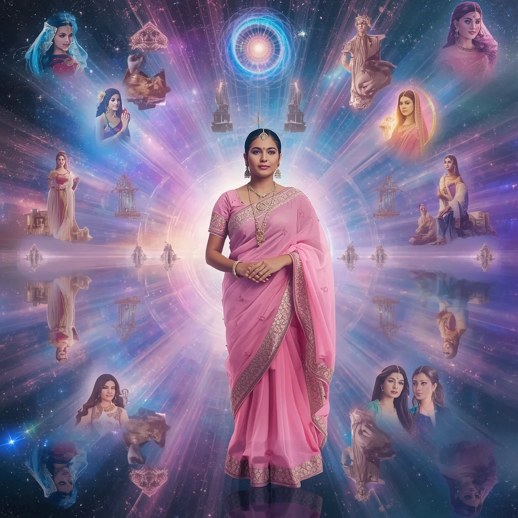 Festive Pastel Saree Infinite Crystal Aurora Celestial Harmony Nexus Core Collage Premium | Attitude Ai Prompt