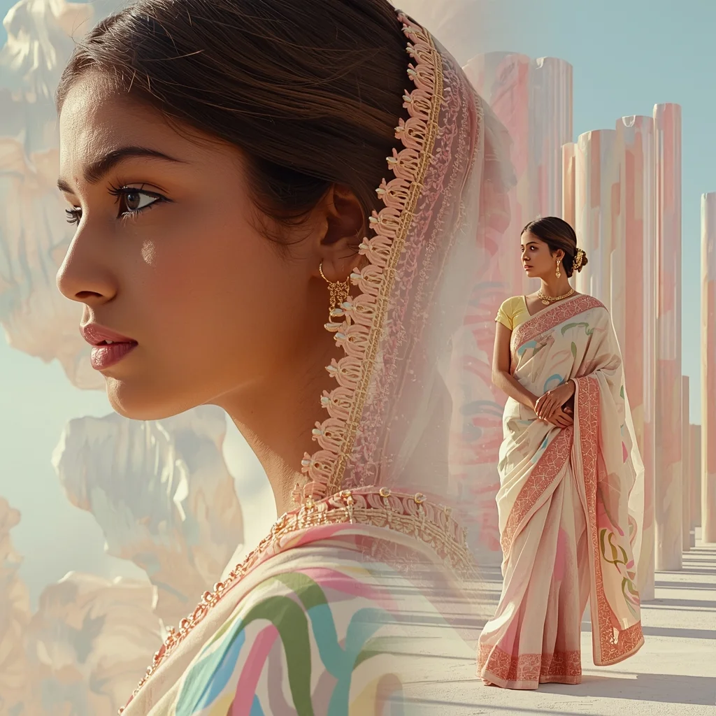 Festive Pastel Saree Infinite Undefined Creation Collage | No Limits Luxury Prompt | Saree Prompt Copy Paste