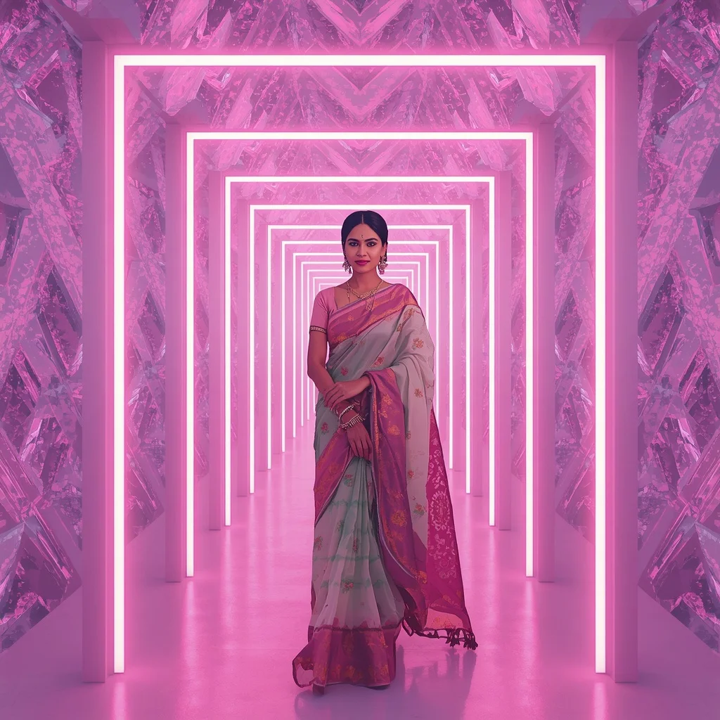Festive Pastel Saree Neon Crystal Archive Frames Collage Modern Cinematic | Makeup Ai Prompt