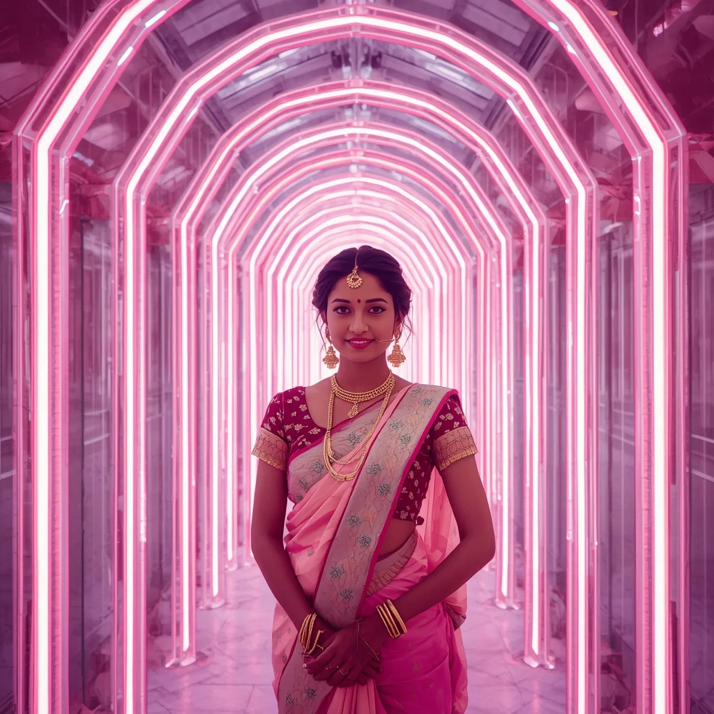 Festive Pastel Saree Neon Crystal Vault Frames Collage Modern Cinematic | Prompt Seen Girl Photo Editing Trending Instagram