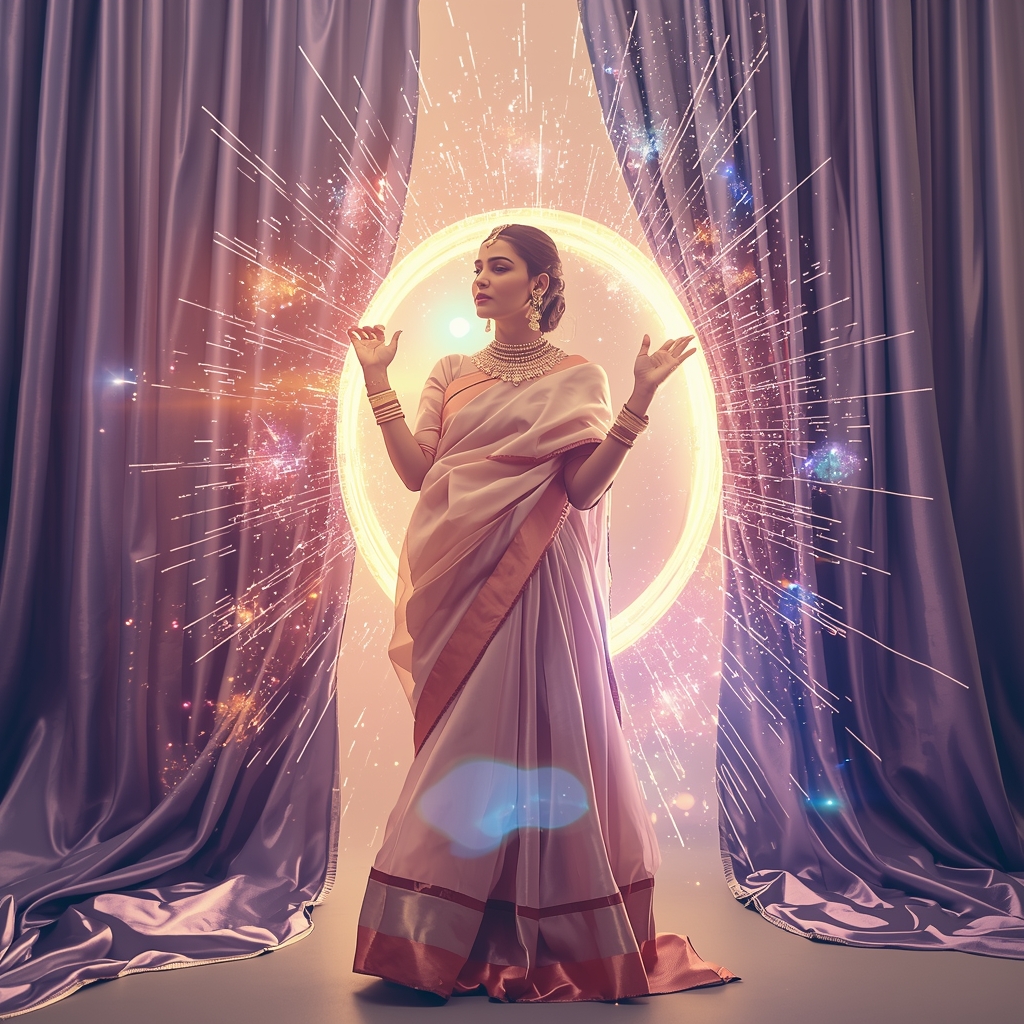 Festive Pastel Saree Powerful Magnetic Curtain Energy Burst Collage | Epic Dramatic Prompt | Indian Girl Saree Ai Prompt 4k Realistic