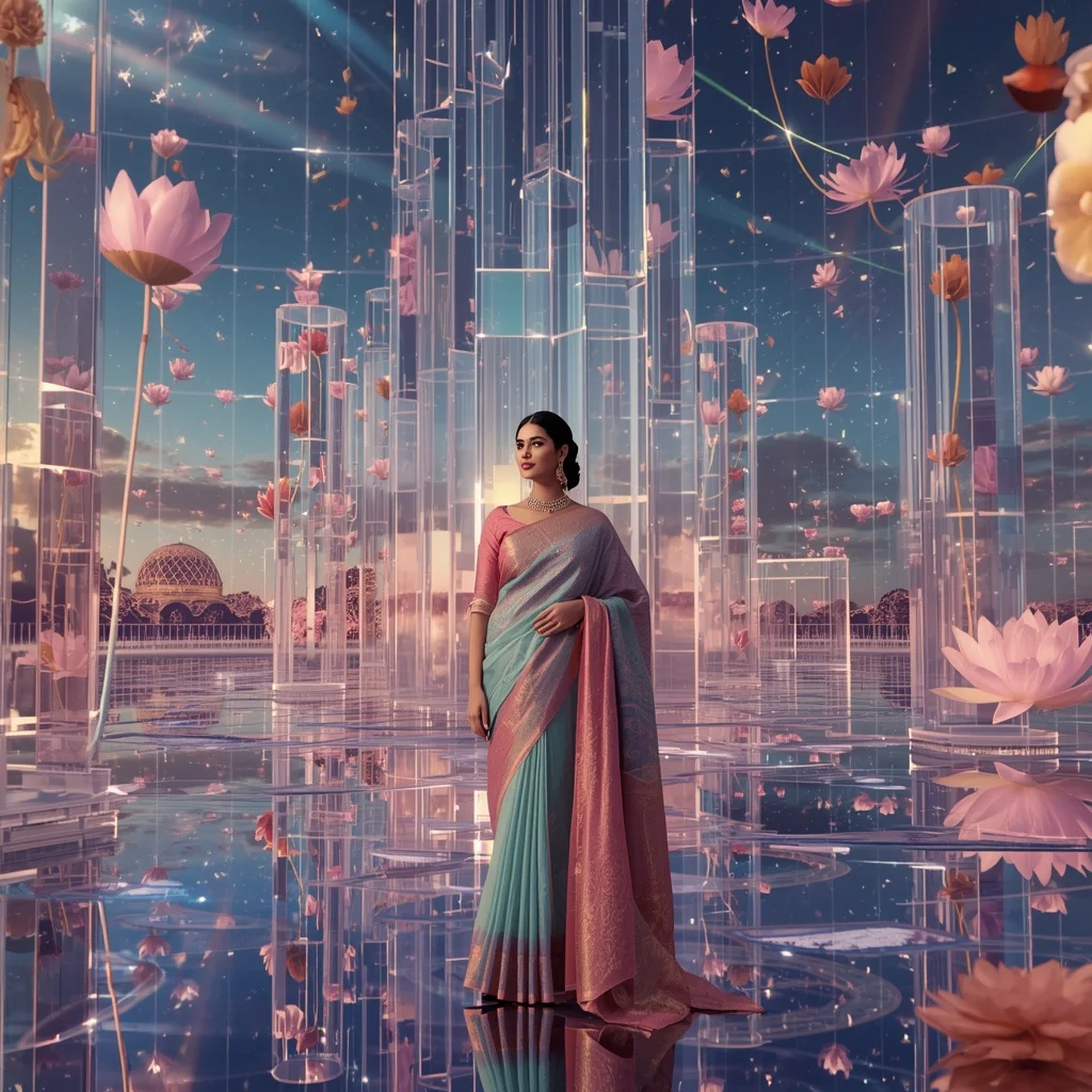 Festive Pastel Saree Prism Celestial Lotus Observatory Dominion Collage Luxury Cinematic | Secret Ai Prompt