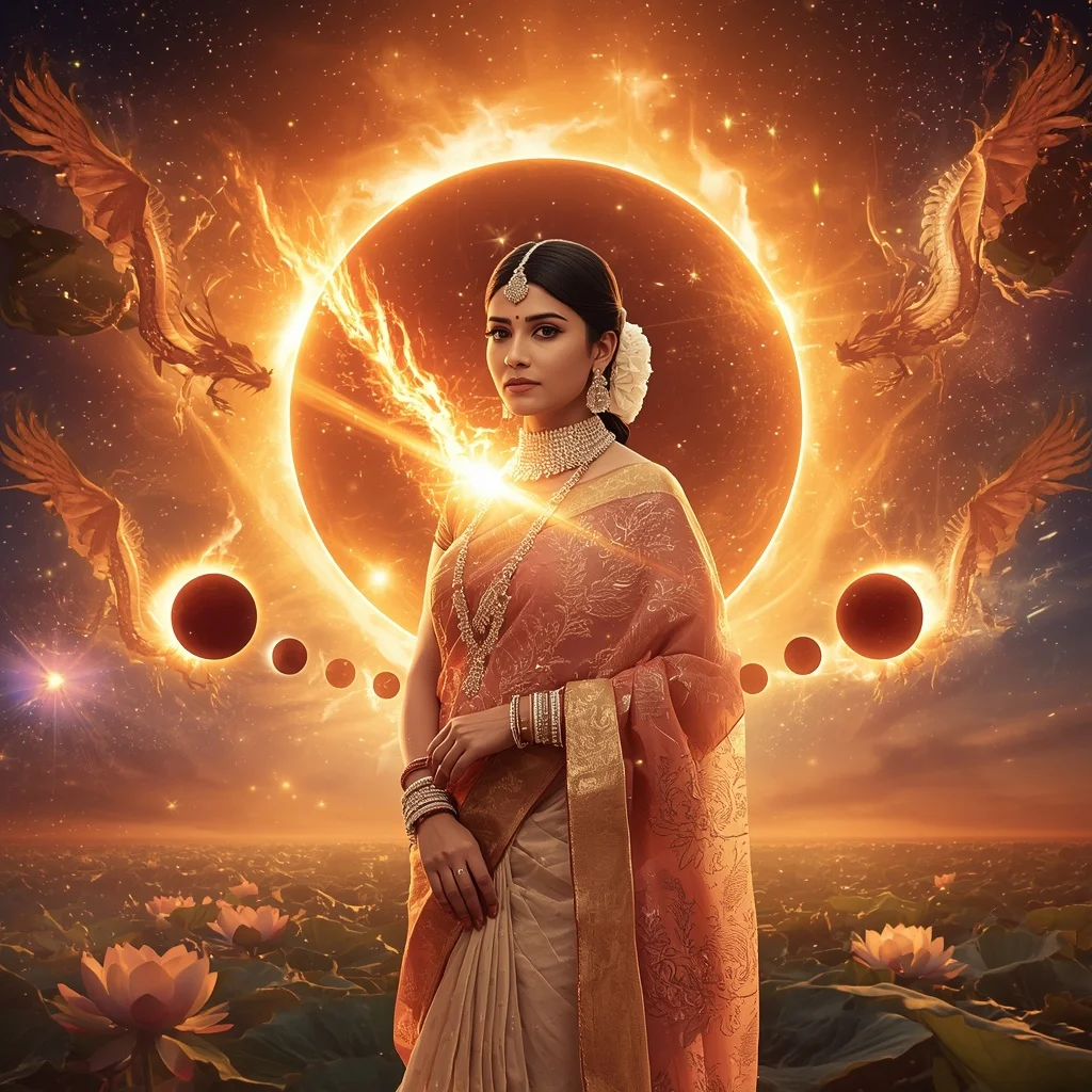 Festive Pastel Saree Solar Dragon Lotus Eclipse Collage Prompt | New Ai Prompt For Image Generation Free