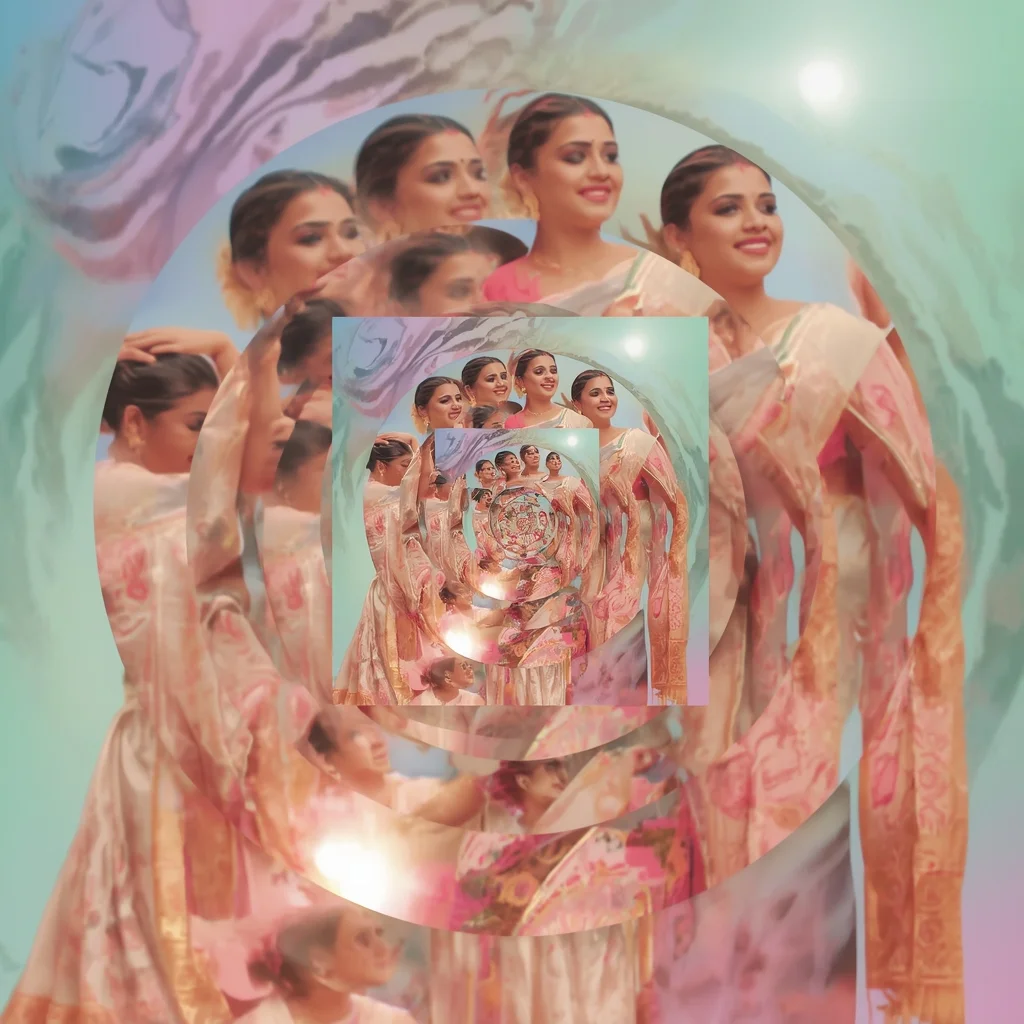 Festive Pastel Saree Time Loop Spiral Echo Collapse Collage Cinematic Aesthetic | Kurti Prompt For Girl