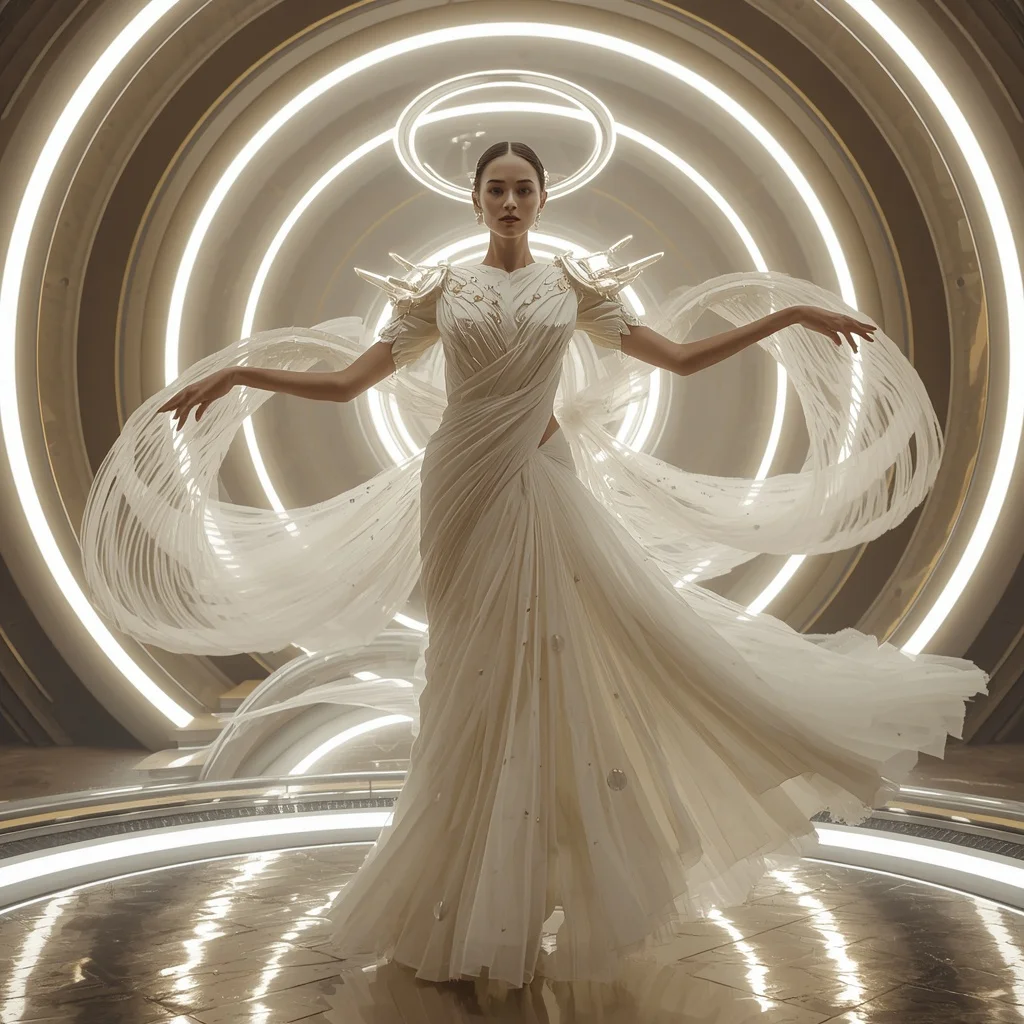 Floating Fabric Halo Saree with Circular Orbit Drapes | Instagram Influencer Ai Prompt