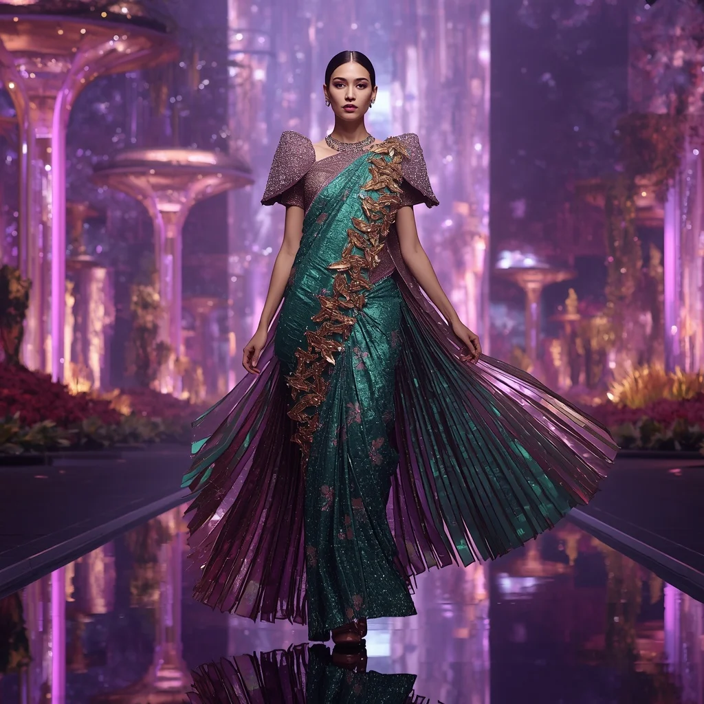 Floating Luxury Crystal Vineyard Saree with Golden Harvest Galaxy | Prompt Seen Girl Photo Editing Trending Instagram