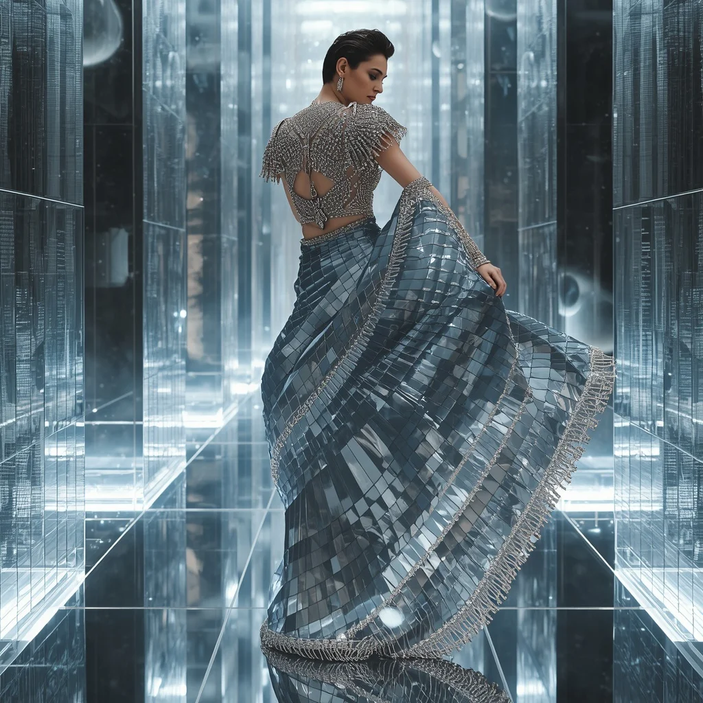 Floating Luxury Mirror Maze Saree with Infinite Reflection Universe | Prompt Seen Trending Girl 2026 Instagram