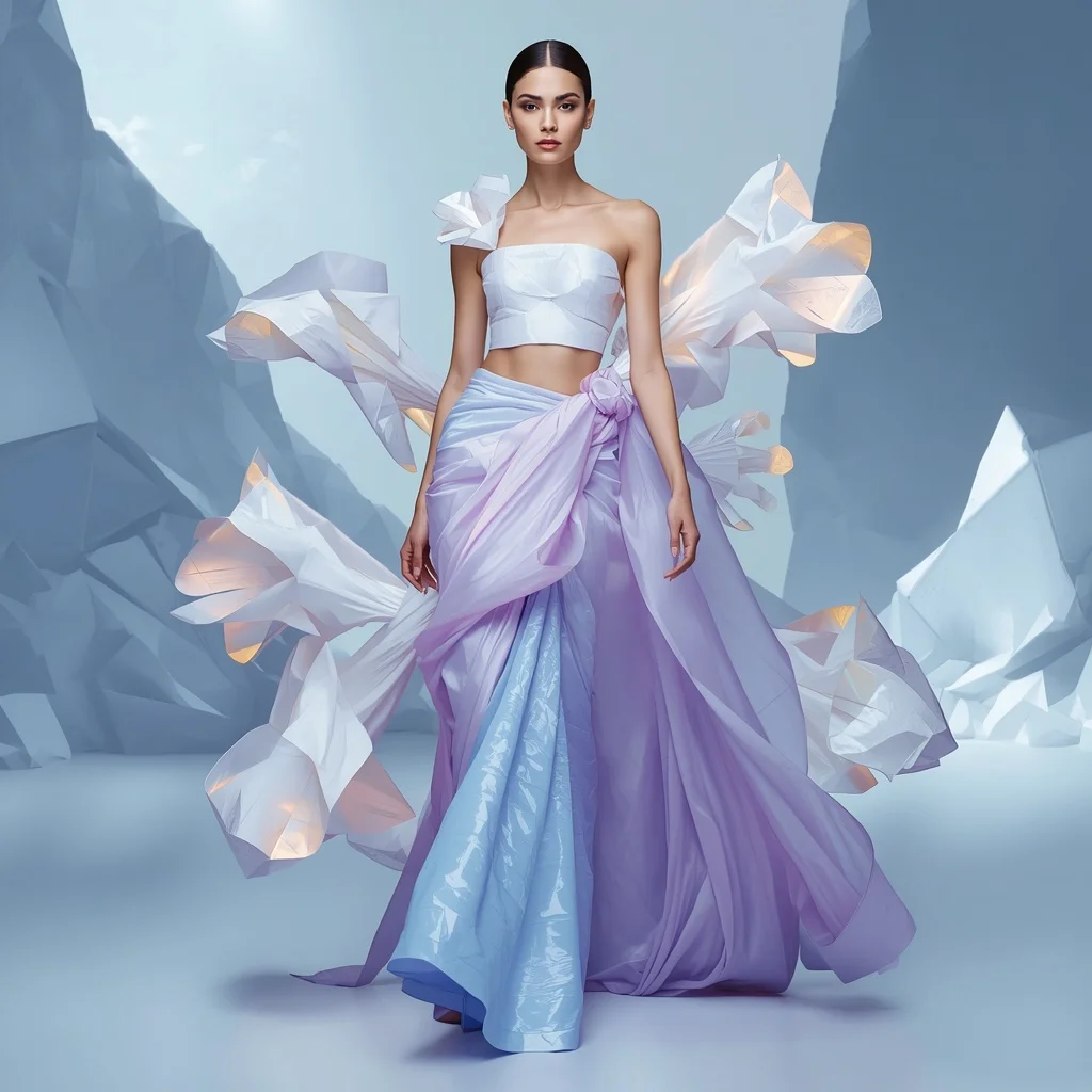 Floating Origami Cloud Saree with Soft Architectural Fabric | New Instagram Trend Prompt For Girl And Boy Aesthetic