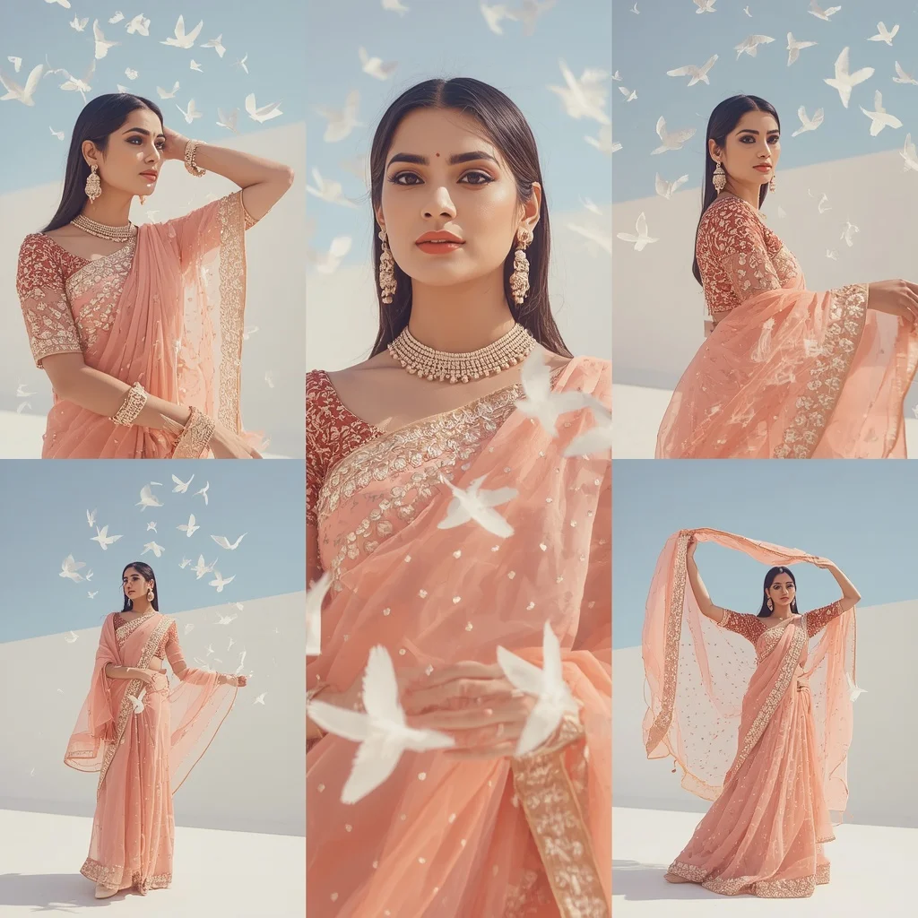 Frosted Acrylic Swallows With Heavy Designer Festive Saree | Prompt For Girls Trending