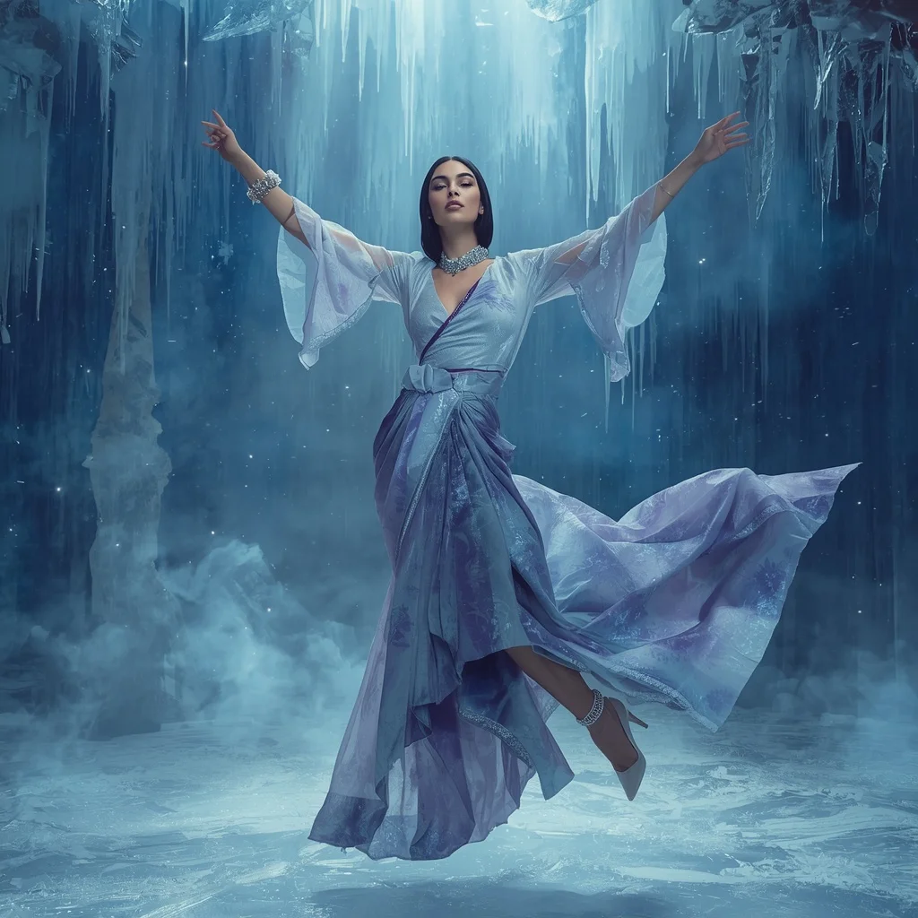 Frozen Nebula Silk Rift Saree with Ice Void Chamber | Instagram Girl Gemini Prompt